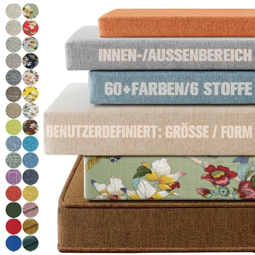 PHUSTJKL Bankkissen Stuhlkissen Gartenkissen, Sitzkissen für Fensterbank, Benutzerdefinierte Größe, 3cm/5cm/8cm Dickes Waschbare Abnehmbarer Bezug Bankauflage, 30 Farben (Dicke 6CM)