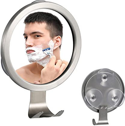 Tudaheuiy Espejo Ducha Afeitado Antivaho, Espejo Ventosa Ducha con 3 Ventosas Fuertes y Gancho de Afeitar, Espejo de Afeitado sin Niebla para Baño, Ducha y Tocador 19 x 15 x 2.5cm