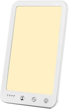 Diheohg Lampe de Luminothérapie 10000 Lux avec 5 Niveaux de Luminosité Réglables, Contrôle Tactile, Lampe de Luminothérapie Contre la Dépression Saisonnière (Sad).