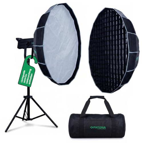 PATONA Premium Softbox 85 cm | Softboxen mit Parabolischem Wabengitter | Mit 2 Diffusoren, Bowens-Anschluss, 16 Fiberglasstreben und Tragetasche, Softbox für Fotolicht, Fotostudio und Videografie