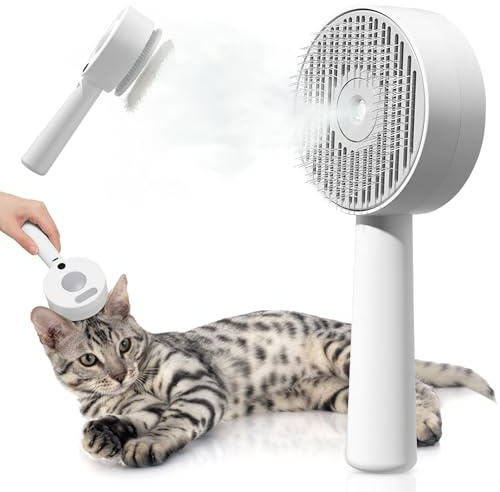 OneNine Katzenbürste mit Dampf, Steamy Brush Katze, Katzenbürste mit Wasser, Dampfbürste Hund für Massage, Pflege und Haarentfernung, Steam Brush mit Wassertank und Spray