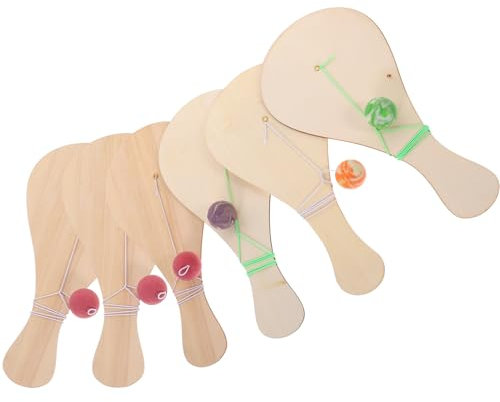 Supvox 6 Stück Holzpaddel Für Kinder Unfertige Selbstgemacht Holzpaddel Mit Bällen Bastelspielzeug Für Kreative Aktivitäten Für Kindergarten Und Frühkindliche Bildung Fördert