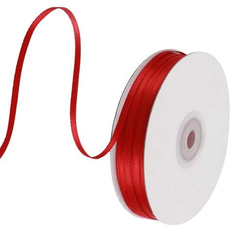 91 m Satinband Rot, 3 mm Doppelseitig Schleifenband Geschenkband Dekoband Seidenband Doppelsatinband Satin Ribbon für Hochzeit Geburtstag Party Dekoration, Geschenkverpackung, Basteln