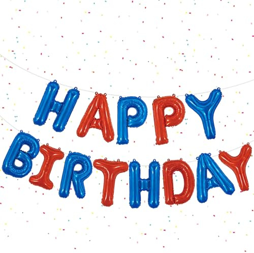 Happy Birthday Ballon Ghirlanda, 16 pollici, Balu rosso, pellicola per Happy Birthday, palloncini in pellicola, palloncini per compleanno, feste, compleanni, feste di compleanno, palloncini in