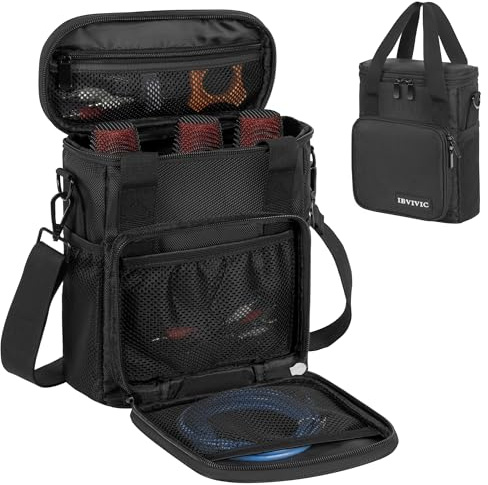 OUUTMEE Tragetasche für Mikrofon Doppelter Reißverschluss mit Schrägen Schulterriemen + Handgriff,Kann 3 Mikrofone aufnehmen,Die Fronttasche bietet Platz für Datenkabel, Akkus und Empfänger, Schwarz