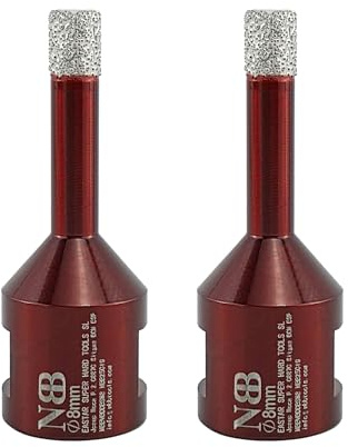 NBB Foret diamant fraise diamantée avec M14, couronne diamant pour percer à sec et humide sur porcelaine dure, céramique, carrelage granit marbre carrelage pour meuleuse d'angle (2 pièces, 8 mm)