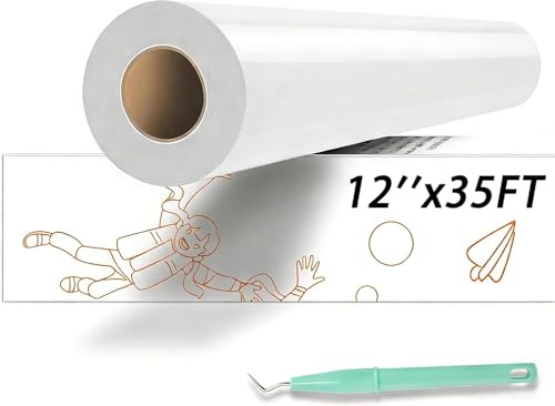 HTVRONT HTV Vinyl Rolls Heat Transfer Vinyl - 12 x 35ft(30.5 x 1067CM) White HTV for Shirts, Iron on Vinyl for Shirts - Easy to Cut & Weed