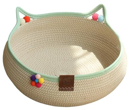 Gralara Cama Tejida para Gatos, Cesta para Dormir, rascador para Gatos pequeños, medianos y Grandes, L