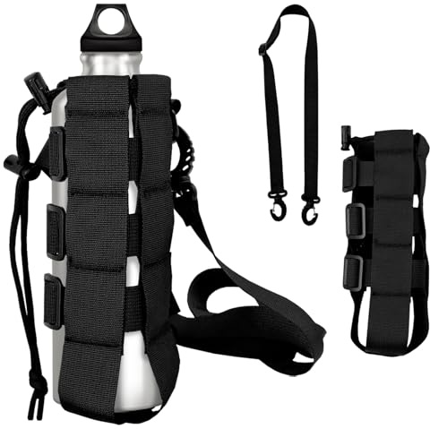 JLNGTHONG Flaschenhalter Rucksack, Taktisch Flaschenhalter, Trinkflaschenhalter, Verstellbar Nylon mit Kordelzug Flaschenbeutel Bottlehalter für 0.5L- 2.5L Flaschen, Outdoor Camping Wandern