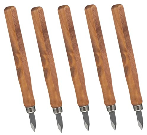 Alipis Set Da 5 Coltelli Coltelli Da Marcatura Manico in Legno Per Intaglio Strumenti Per La Lavorazione Del Legno Lame Appuntite e Doppia Smussatura Per Falegnami e Principianti