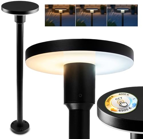 Lumiled LED Wegeleuchte CCT 12W 3000–6500K 80cm IP65 Aluminium Schwarz Pollerleuchte Gartenleuchte Außen Stehlampe wasserdicht Modern Außenleuchte Wegbeleuchtung für Terrasse und Einfahrt
