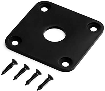 Rubatone Guitar Jack Plate Flat Metal Square Jack Plate Output Jack Socket Plate Compatible with LP Style Electric Guitar Parts with Mounting Screws Black.