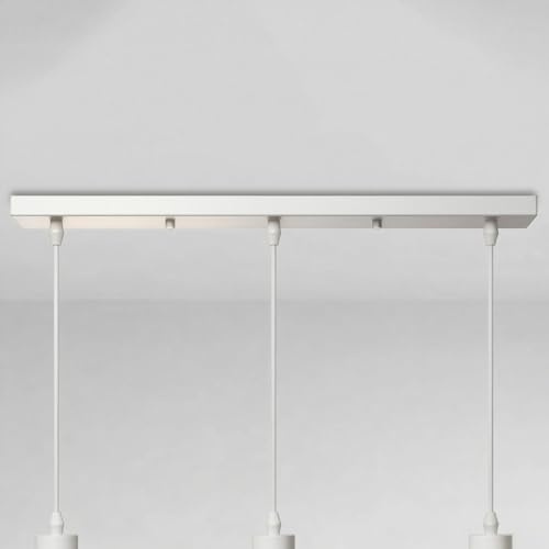 Baldachin Lampe, Baldachin für Lampe Rechteckig, Deckenbaldachin Lang,Kabelabdeckung Deckenrosette Metall Lampenabdeckung Decke Lampenschirm Deckendose (Weiß, 80cm*2-Löcher)