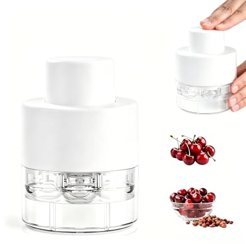 Cherry Pitter - Olive And Other Fruit Tools, Cherry Pitter With a Space-Saving Lock (WHITE)
