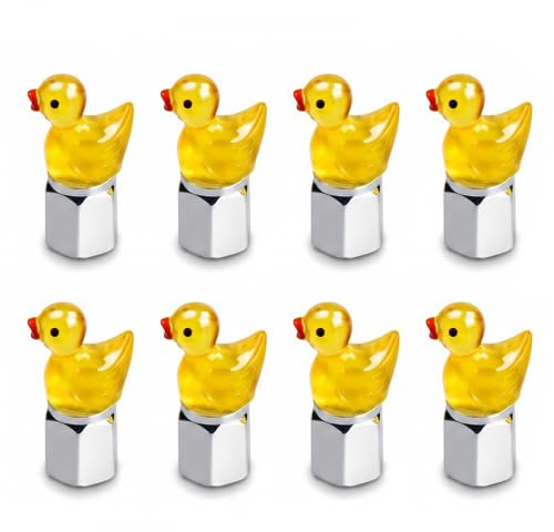 8Pcs Duck Tyre Valve Caps, Universal Dust Caps for Car Tyres, Bikes and Motorcycles, Decorative Yellow Tire Valve Cap for Vehicle Protection