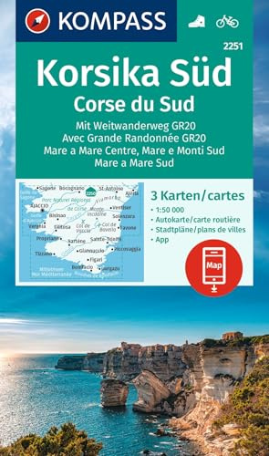 KOMPASS Wanderkarten-Set 2251 Korsika Süd. Mit Weitwanderweg GR20 / Corse du Sud. Avec Grande Randonnée GR20 (3 Karten) 1:50.000: inklusive Karte zur ... Verwendung in der KOMPASS-App. Fahrradfahren.