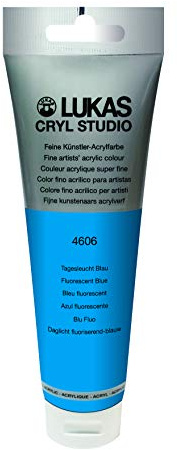Lukas Cryl Studio 125 ml, Acrylfarbe in Premium-Qualität, Tagesleuchtfarbe Blau