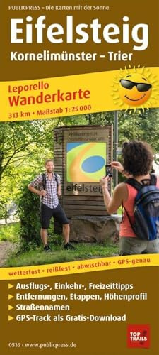 Publicpress Leporello Wanderkarte Eifelsteig, Kornelimünster, Trier 1:25.000: Leporello Wanderkarte mit Ausflugszielen, Einkehr- & Freizeittipps, ... 1:25000 (Leporello Wanderkarte: LEP-WK)