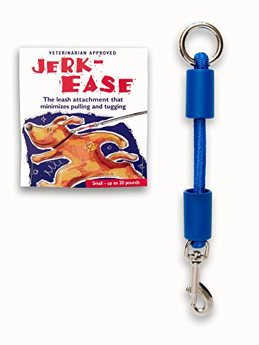 JERK-EASE BUNGEE - Amortiguador patentado para perro que protege a usted y a su perro – funciona con cualquier correa y collar (o arné) – un imprescindible para correas retráctiles – Tamaño de clic, cinturón de sujeción