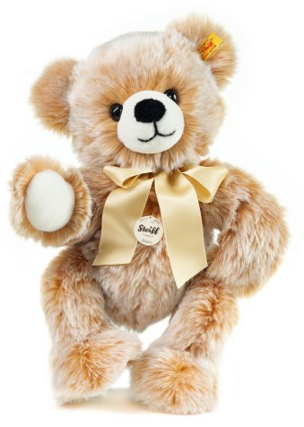 Steiff Bobby Schlenker-Teddybär braun gespitzt 40 cm, Plüsch-Teddybär mit Schleife, Kuscheltier Bär zum Kuscheln und Spielen, Stofftier Bär aus kuschelweichem Plüsch für Kinder