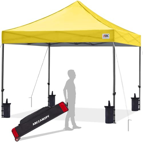 ABCCANOPY Pavillon 3x3M WASSERDICHT Flatpavillon Pop-up Gartenzelt Festzelt,Gelb