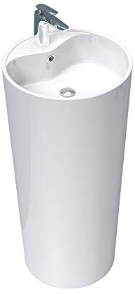 Mai & Mai Design Standwaschbecken in Weiß aus Mineralguss Waschbecken Standwaschtisch Waschtisch BTH: 45x45x90cm Waschplatz Col35