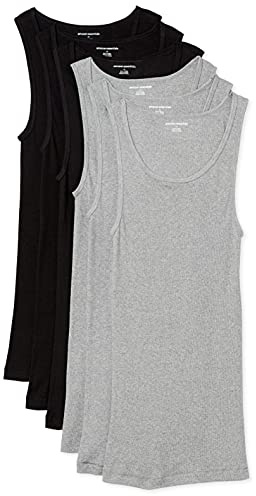 Amazon Essentials Men's Slim Fit Breathable Cotton Tank Undershirts, Pack of 6, Black/Grey Heather, X-Large