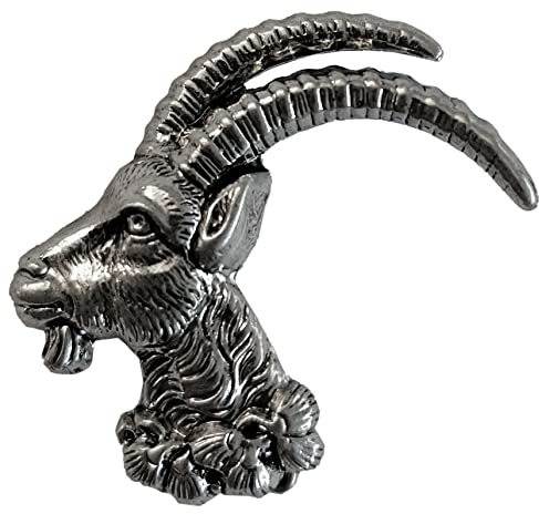Breiter Hutanstecker Jagdabzeichen Trachten-Anstecker Steinbock ca. 3,8 x 3,5 cm 100% Messing Ansteckpin Trachtenschmuck