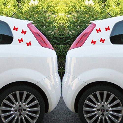 GreenIT 8 Sticker Butterfly 5cm Moth Butterfly Tattoo Car Rear Door Window Etc. Deco Foil Adhesive Foil (Red)