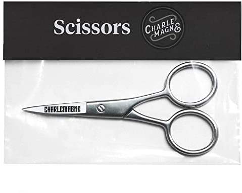 Charlemagne Bartschere Set für Männer - 14 cm, Edelstahl, Silber - Handgeschmiedet aus japanischem Stahl - Effilierschere für präzise Bartpflege & Schnurrbart