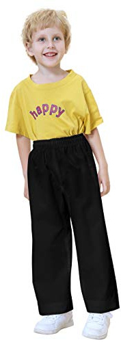 TopTie Adult Kids Karate Pants Martial Arts Pants Student Karate Gi Pants-Black-Size 3