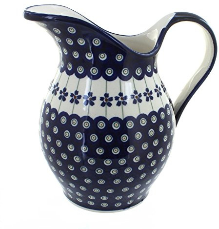 Bunzlauer Keramik - Caraffa per acqua in ceramica, 1,7 l, Ø = 14,8 cm, altezza = 21,0 cm, decorazione 166a