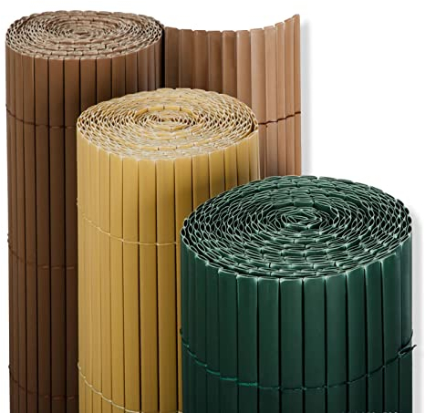 Floordirekt | Recinzione in PVC, paravento per privacy da giardino, piscine, balcone, terrazza, decorativo in PVC, resistente ai raggi UV, intemperie, antivento, 100 x 500 cm - Verde