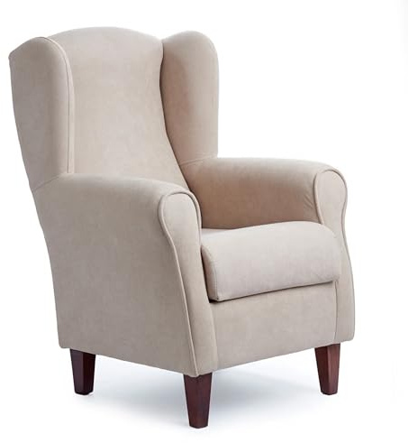 Abuelo A Gusto | Sillón Orejero Individual Roma - Compacto para Salón y Dormitorio - 106x74x78cm - Butaca de Lectura Cómoda y Ligera - Tela Antimanchas, Respaldo Alto y Sentada Firme (Beige)