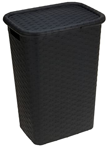 Wäschekorb Wäschebox in Flecht Rattan Optik 65 Liter - anthrazit - Wäschetruhe Wäschekorb