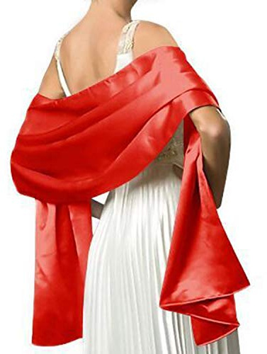 Damen-Schal aus Satin, Schal aus Satin, 240 x 75 cm, für Abendveranstaltungen, Zeremonien, Partys, Hochzeiten, rot, 240cm*75cm