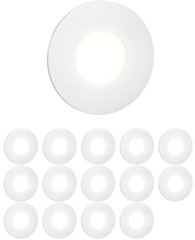 ledscom.de Lámpara de escalera/empotrable de pared FEX con 15 LED, para interior y exterior, redonda, 85 mm de diámetro, blanco frío