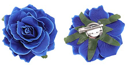 Lurrose 5 Stück Stoff Rosen Brosche 10Cm Blaue Ansteckrose Corsage Haarspange Für Hochzeit Brautschmuck Und Festliche Anlässe