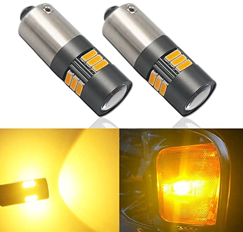 Eluseastar BAY9S H21W LED Bulbs Amber High Power 4000LM Extremely Bright with Canbus Error Free for Indicator Backup Side Light, 2 Pack
