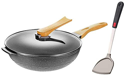 ksamwjf Wok-Pfanne Antihaft-Wok, Antihaft-Pfanne, Haushalts-Wok, Geeignet für Induktionsherd, Gasherd, Wok-Pfanne, Aluminiumlegierung, Wok-Pfanne in 3 Größen, Antihaft-Induktion (Size : 32cm)