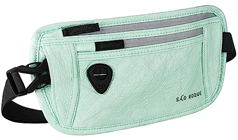 SAO ROQUE ® Bauchtasche Damen Herren, Reisepasshülle Gürteltasche Reise Gadgets mit RFID Blocker, Hüfttasche stylisch, Geldgürtel flach (Schwarz)