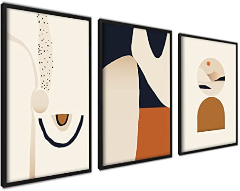 ag.art deco 3-pack Tavlor 30x40cm Oinramad Väggdekoration Modern Design