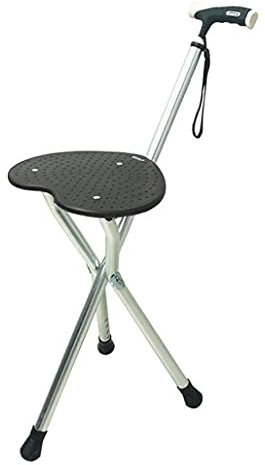 TAOZUYING Krücken-Klappstuhl, höhenverstellbarer Hocker, dreibeiniger Gehstockstuhl mit Sitzhocker, Gehhilfe, geeignet für ältere Menschen, Krücke-11.19 Marriage