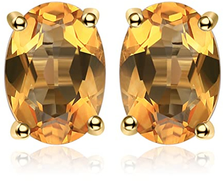 JewelryPalace Ovala 1,43ct Äkta Citrin Stiftörhängen Silver 925 Damer, Gult Smyckeset Guld, Guldpläterade Örhängen Silver Ädelstenar Flickor, Stiftörhängen Silver Små Med Sten Damgåva