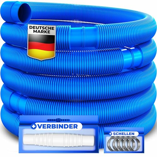 KESSER® Manguera de Piscina con Manguitos | Manguera de Piscina Exterior e Interior | Manguera de aspiración | Manguera de BombaLargo 6m (Ø 38 mm),Azul,
