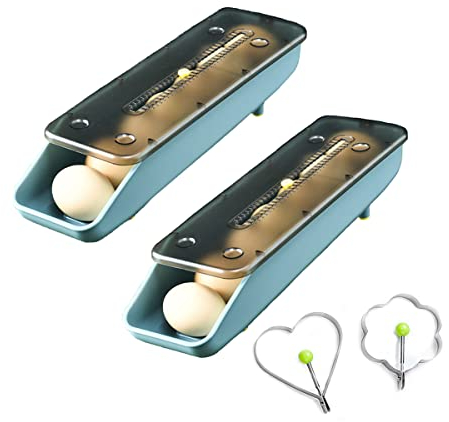 QeeHeng Lot de 2 boîtes à œufs pour réfrigérateur, boîte de rangement pour œufs frais pour réfrigérateur, boîte de rangement transparente pour œufs (bleu, lot de 2)