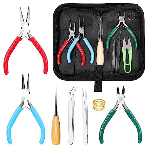 Keadic 8Pcs Jewelry Pliers Set - 4.5 Round Nose, Wire Cutting, Chain Nose Pliers With Tweezers, Jump Ring Opener for Jewelry Making, Wire Wrapping, Beading