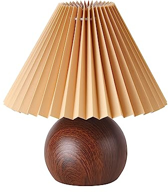 KUNJOULAM Small Pleated Table Lamp, Modern Bedside Nightstand Lamp with Coffee Lampshade, Cute Lamp for Bedroom Living Room Home Office Decor with E12 Bulb