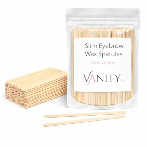 x100 Slim Disposable Wooden Facial & Eyebrow Waxing Spatulas – Professional Precision Applicator Sticks for Brow Shaping, Facial Hair Removal, Hard & Soft Wax – Salon & Esthetician Supplies