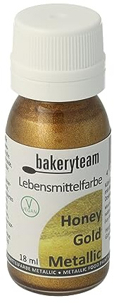 bakeryteam vegane Lebensmittelfarbe Metallicfarbe Honey-Gold für eleganten glänzenden Touch 18 ml